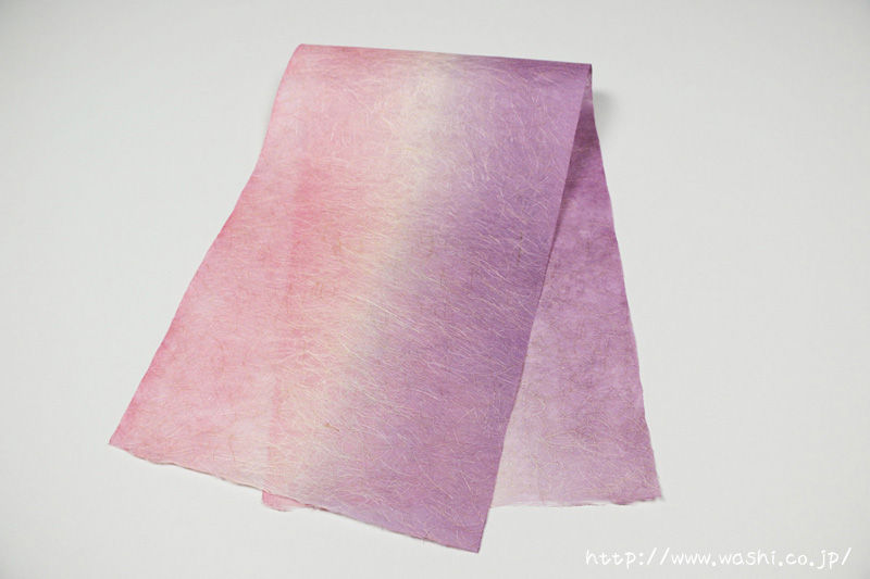 紫とピンクのツートンカラー染め和紙（透け感）