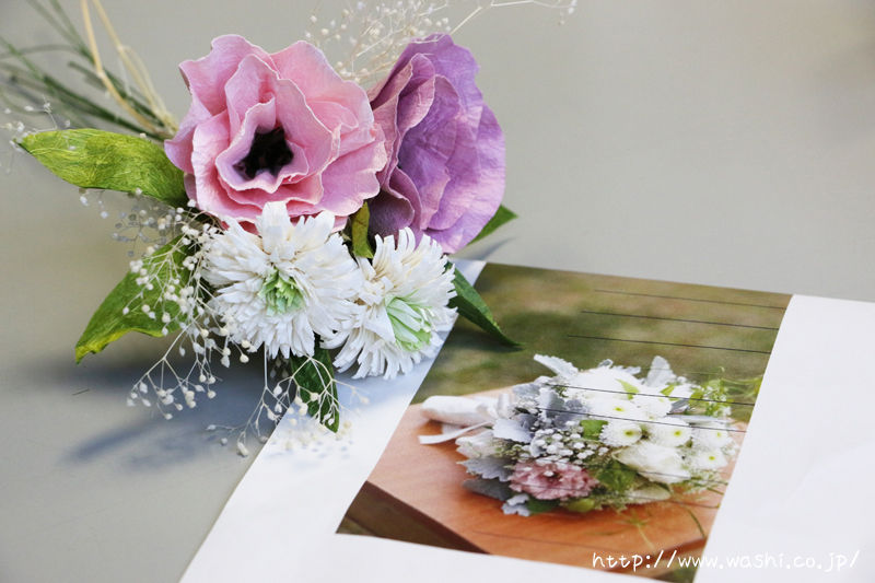 結婚1周年 紙婚式の特注和紙ラウンドブーケ・花束（サンプル時の写真）