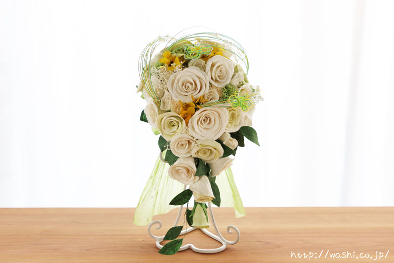 素敵な思い出と共に－和紙の花を使った菜の花ウェディングブーケ