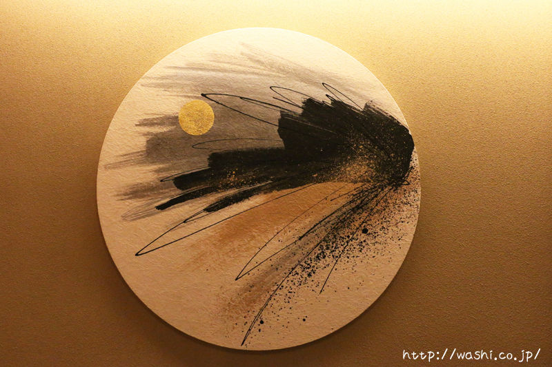 四季をイメージした和紙の円形インテリアアートパネル (冬)