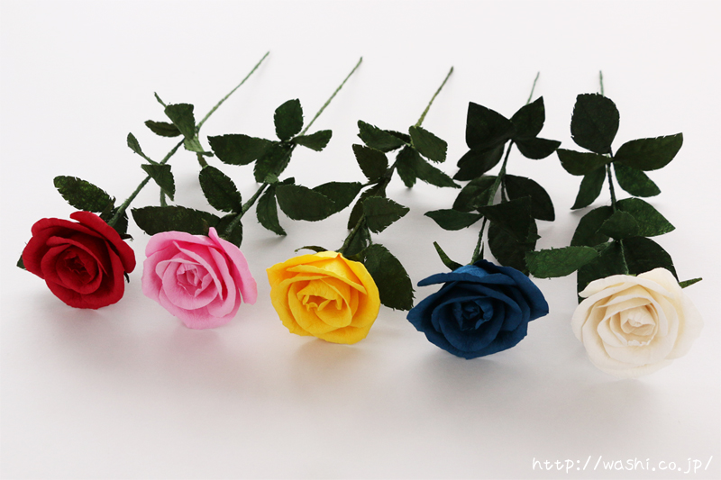 結婚1周年紙婚式や誕生日プレゼントにおすすめの和紙の花「一輪のバラ」お花アップ