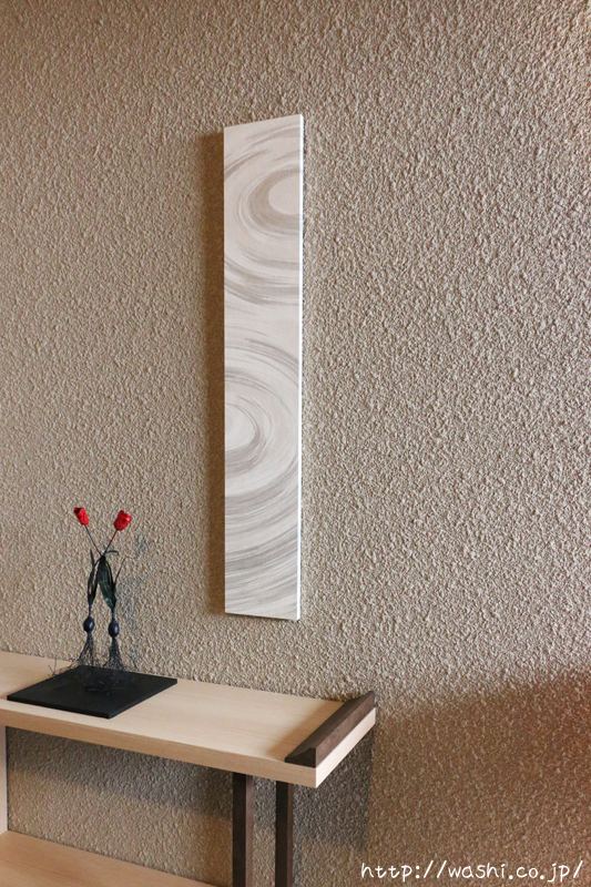 washi art panel　水の波紋柄の和紙インテリアアートパネル(斜めから)