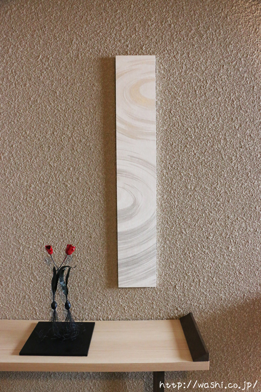washi art panel　水の波紋柄の和紙インテリアアートパネル(正面)