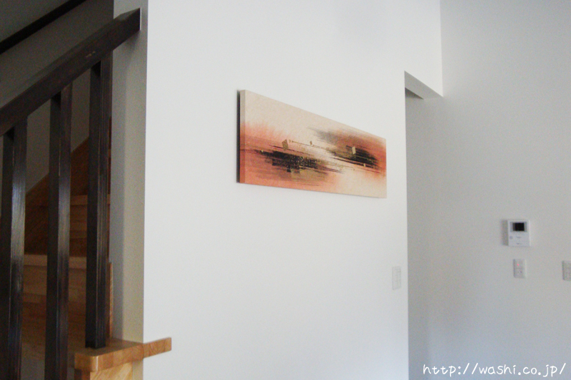 JAPANESE PAPER ART PANEL For living room /SUMI(墨)設置後写真